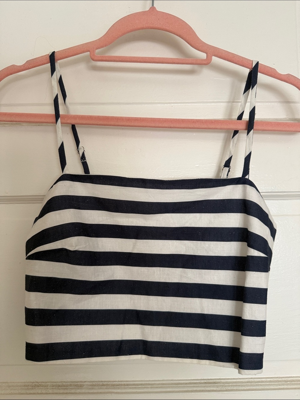 By Together Navy & White Striped Spaghetti Strap Crop Top
